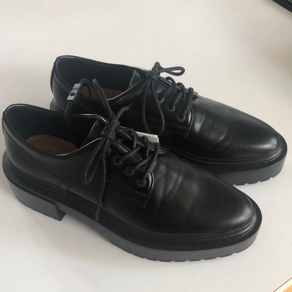 Zara black size 38 menswear lace up lug sole shoe new!!!
